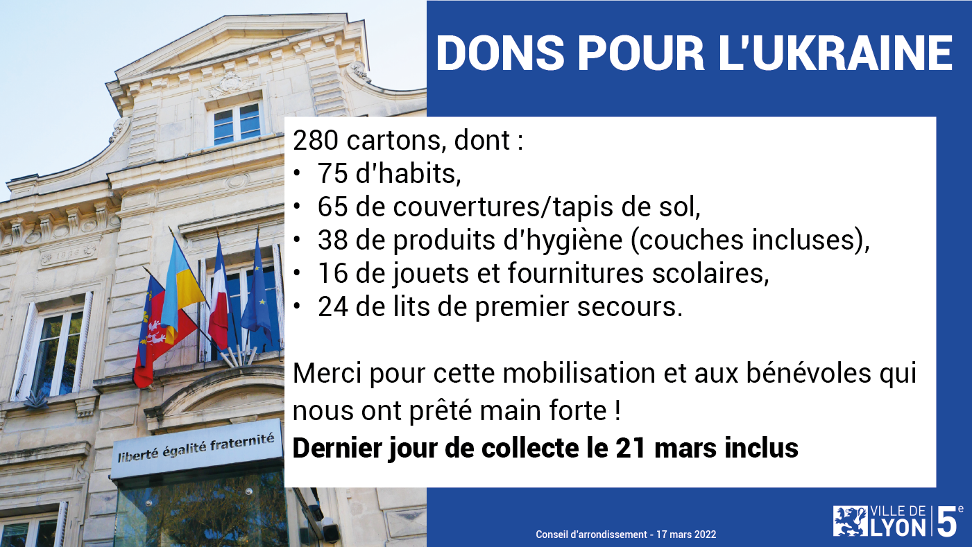 conseil d'arrondissement 17 mars Lyon 5 dons ukraine