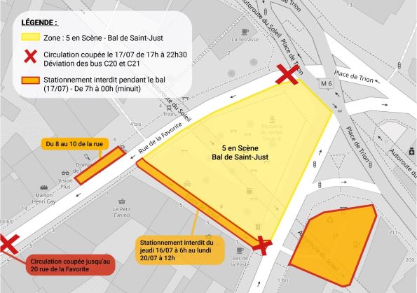 Schéma de circulation et stationnement pendant le bal